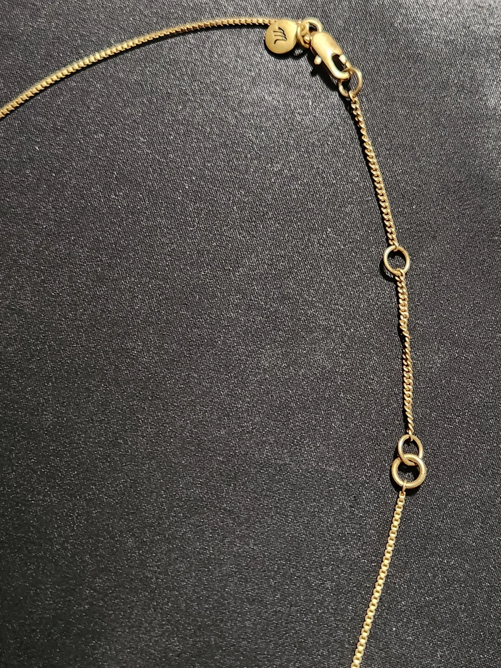Madewell Gold Tone Cylinder Bar Pendant Box Chain Necklace - 24" - 27" - Picture 4 of 5